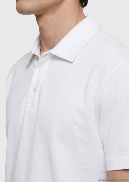 Weißes Baumwoll-Misch-T-Shirt