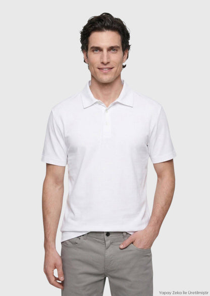 Weißes Baumwoll-Misch-T-Shirt