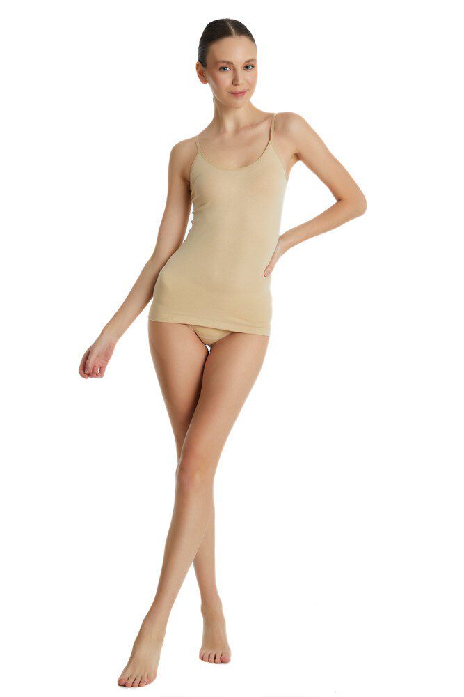 Damen Essentials Top mit feinen Trägern - Beige