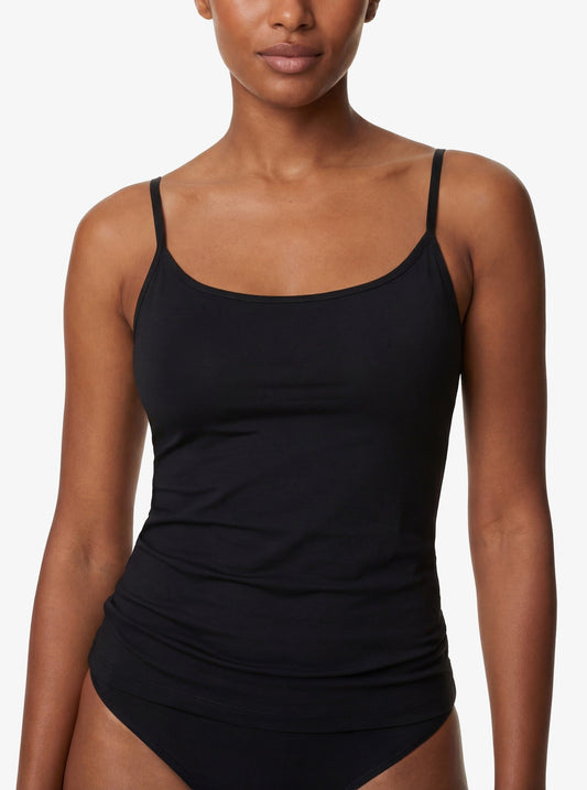 Damen Essentials Top mit feinen Trägern - Schwarz