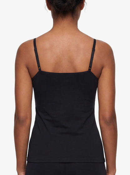 Damen Essentials Top mit feinen Trägern - Schwarz