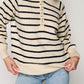 Herita Women's Turtleneck Striped Knit Sweater with Buttonhole Collar