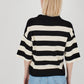 Polo Collar Striped Oversized Sweater