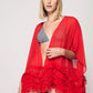 Herita Frill Detailed Kimono Red