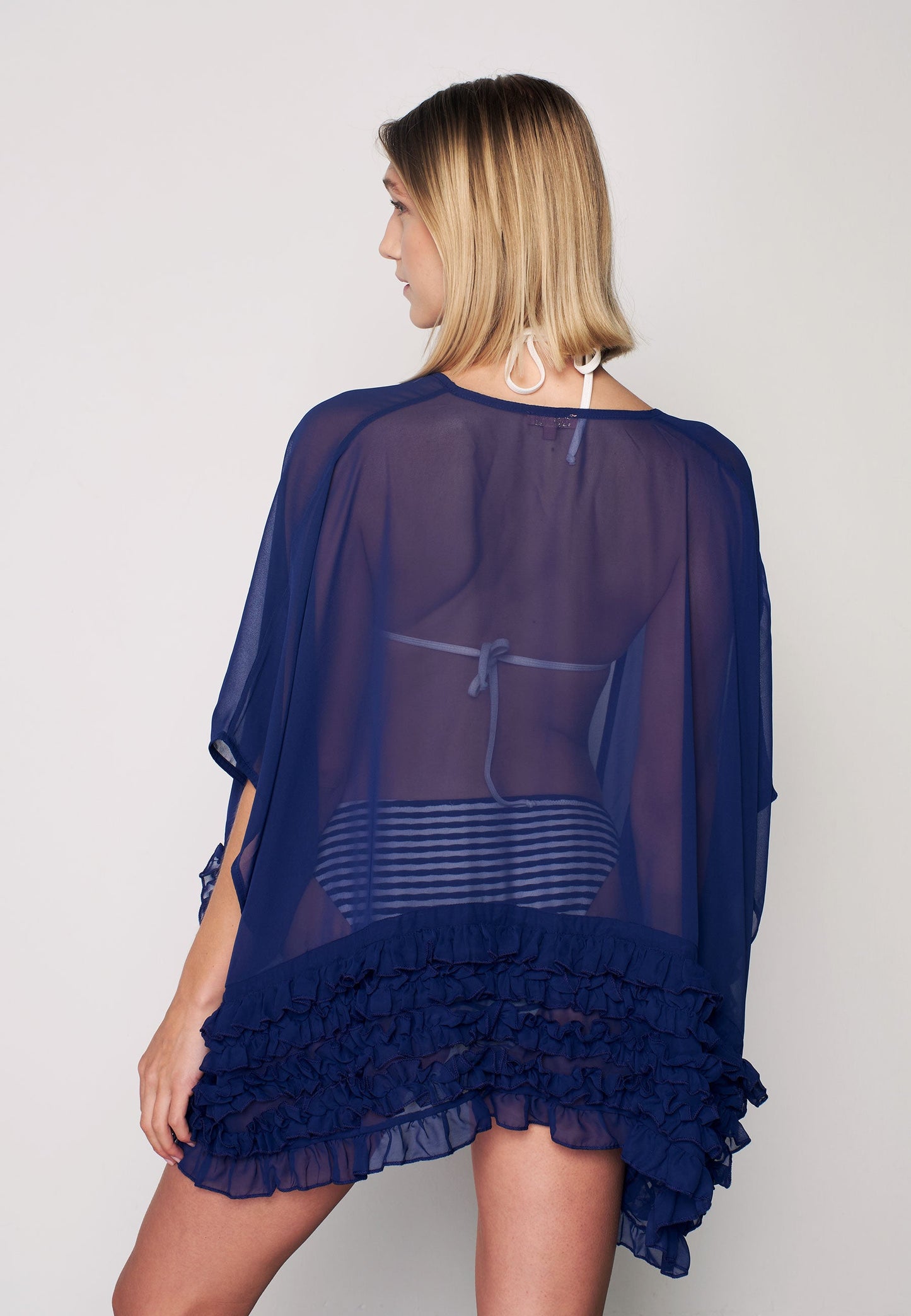 Herita Frill Detailed Kimono Blue