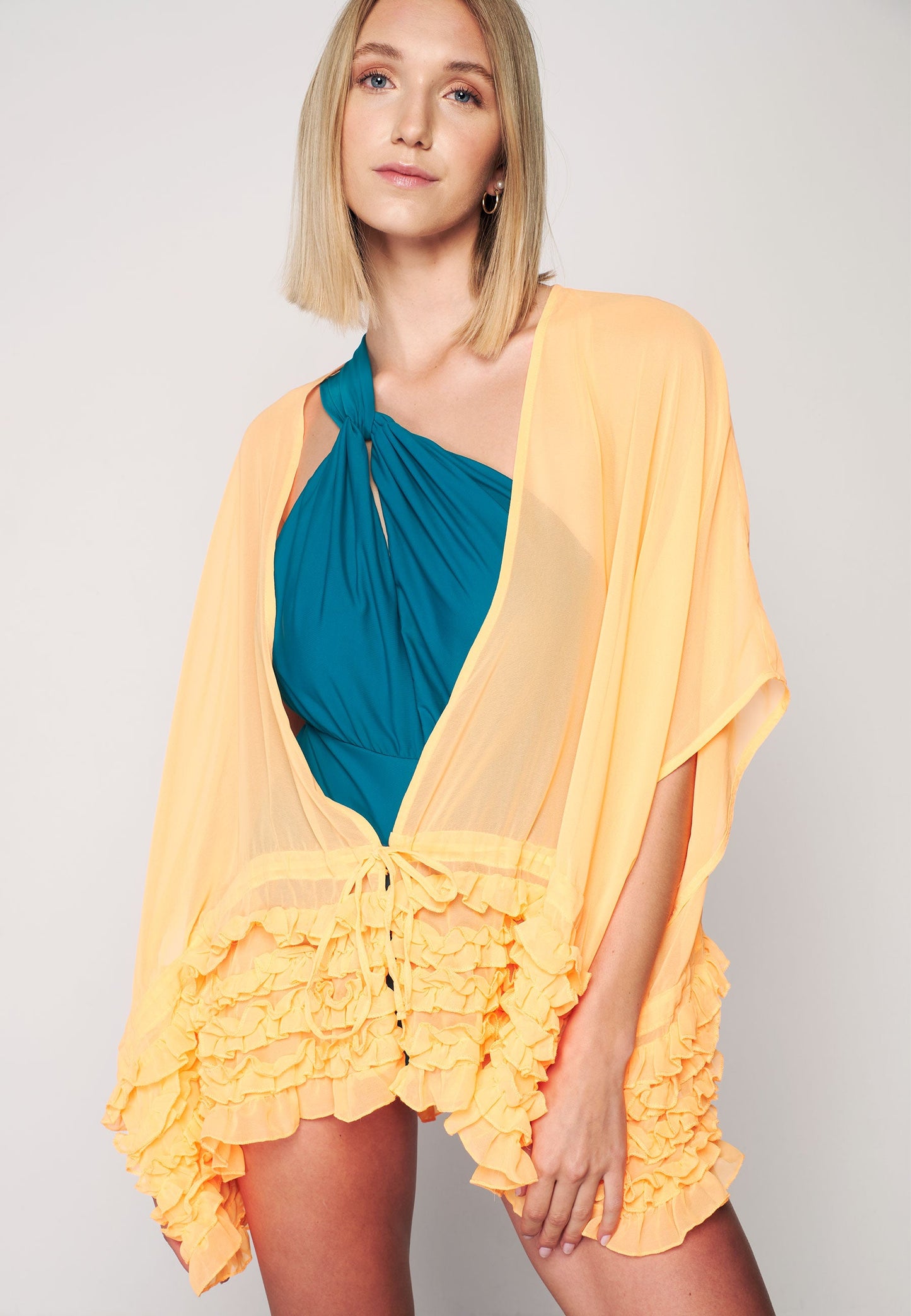 Herita Frill Detailed Kimono Orange