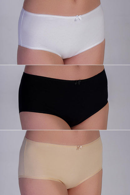 3er-Pack Baumwollslips Schwarz/Weiß/Beige