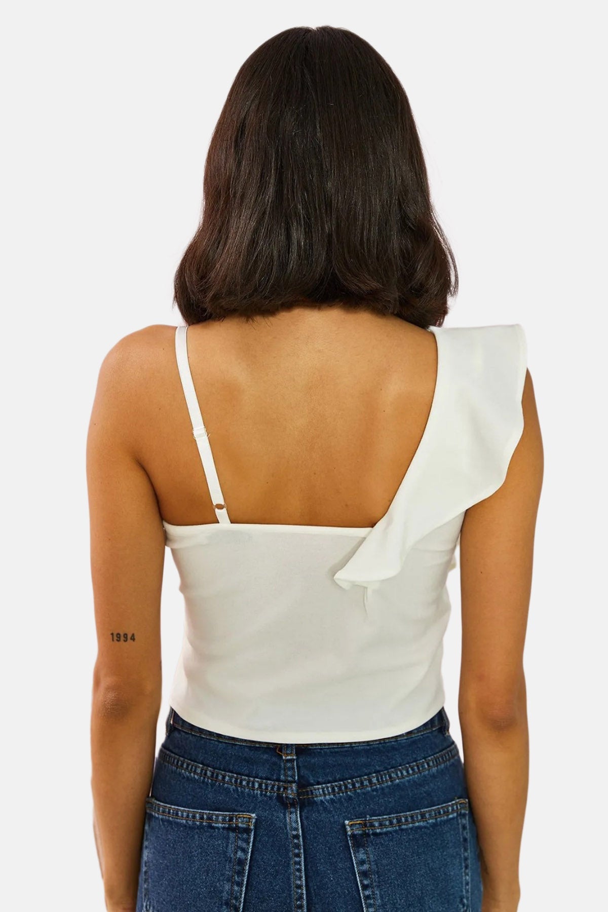 Women's White One Shoulder Blouse