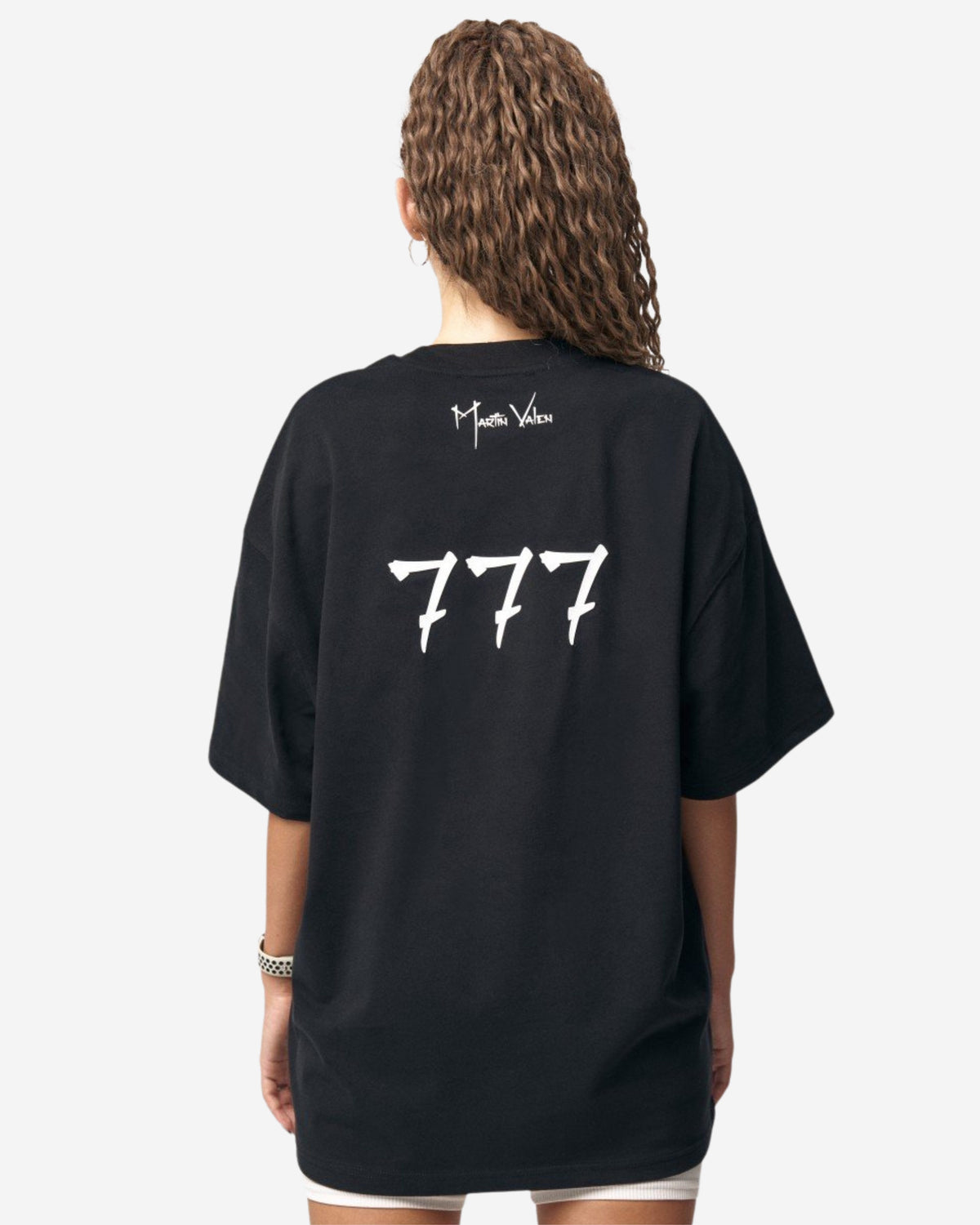 Designer Schwarzes 3D-Druck '777' T-Shirt - Groß