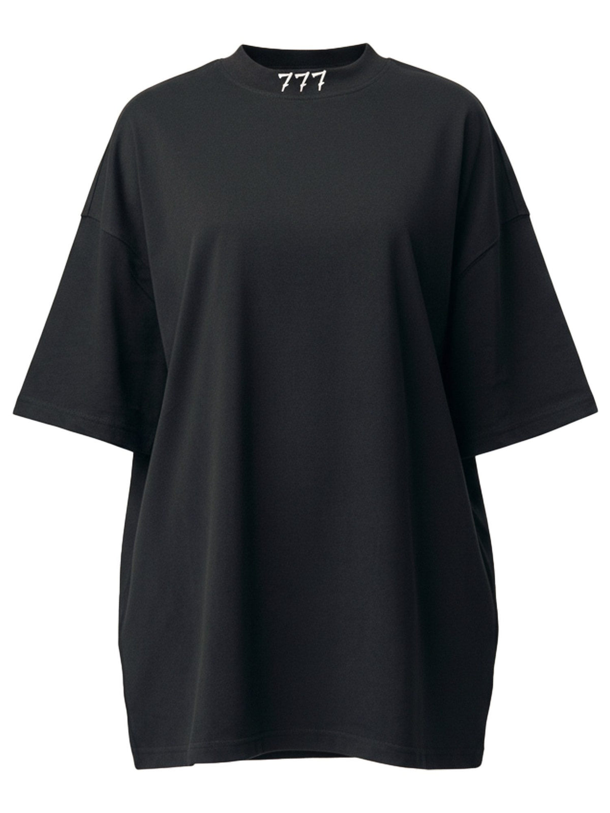 Designer Schwarzes 3D-Druck '777' T-Shirt - Groß