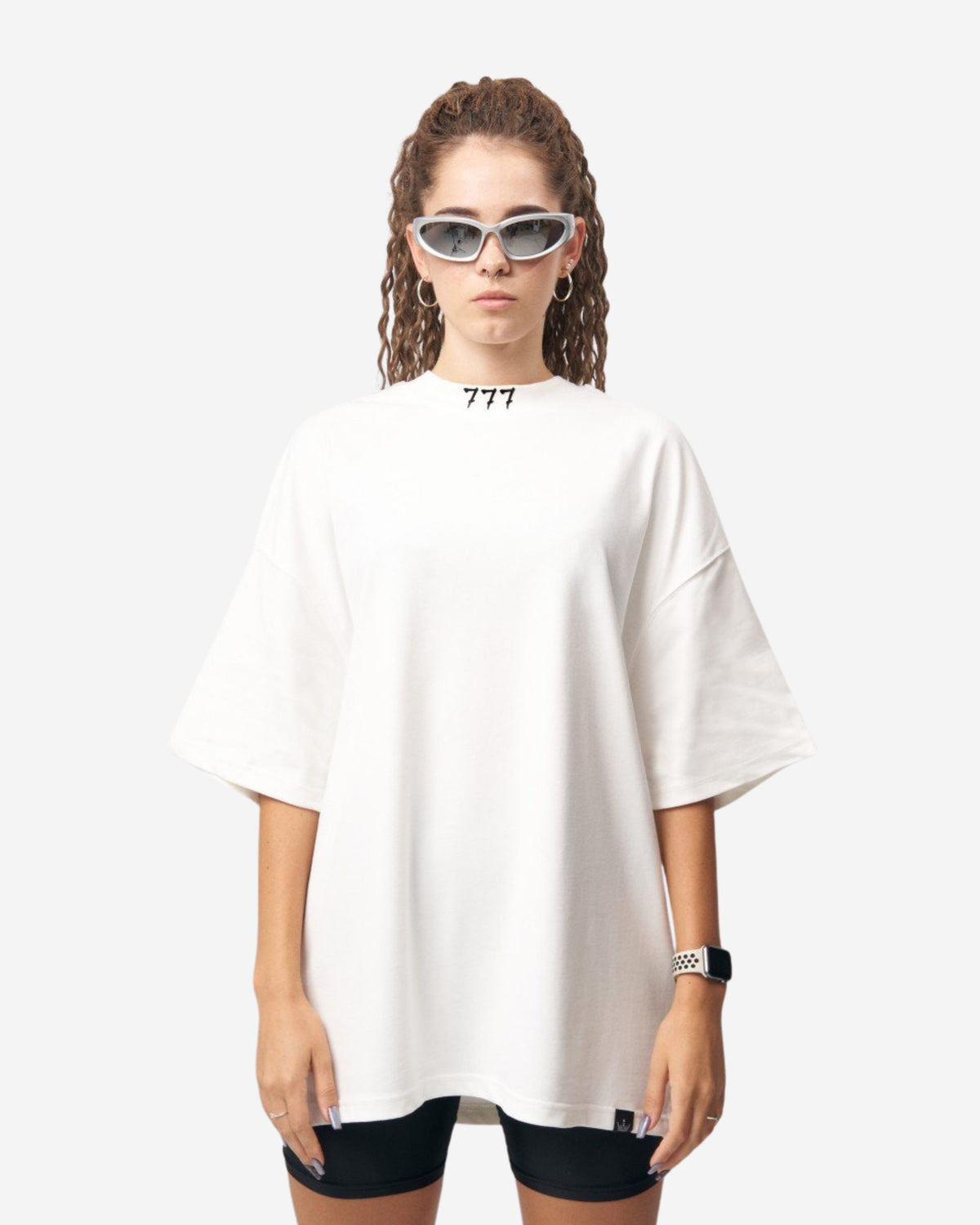 Designer Schwarzes 3D-Druck '777' T-Shirt - Groß