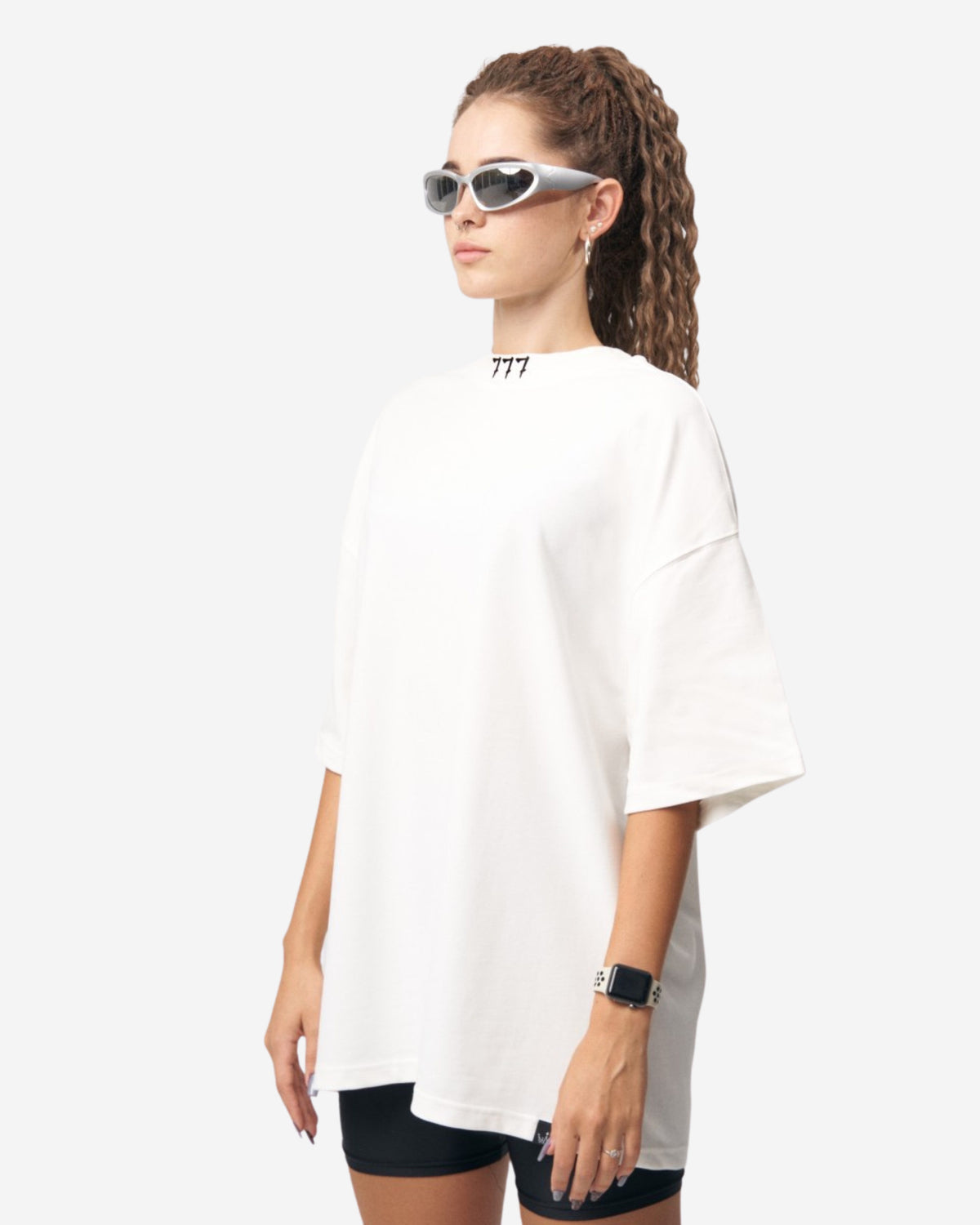 Designer Schwarzes 3D-Druck '777' T-Shirt - Groß