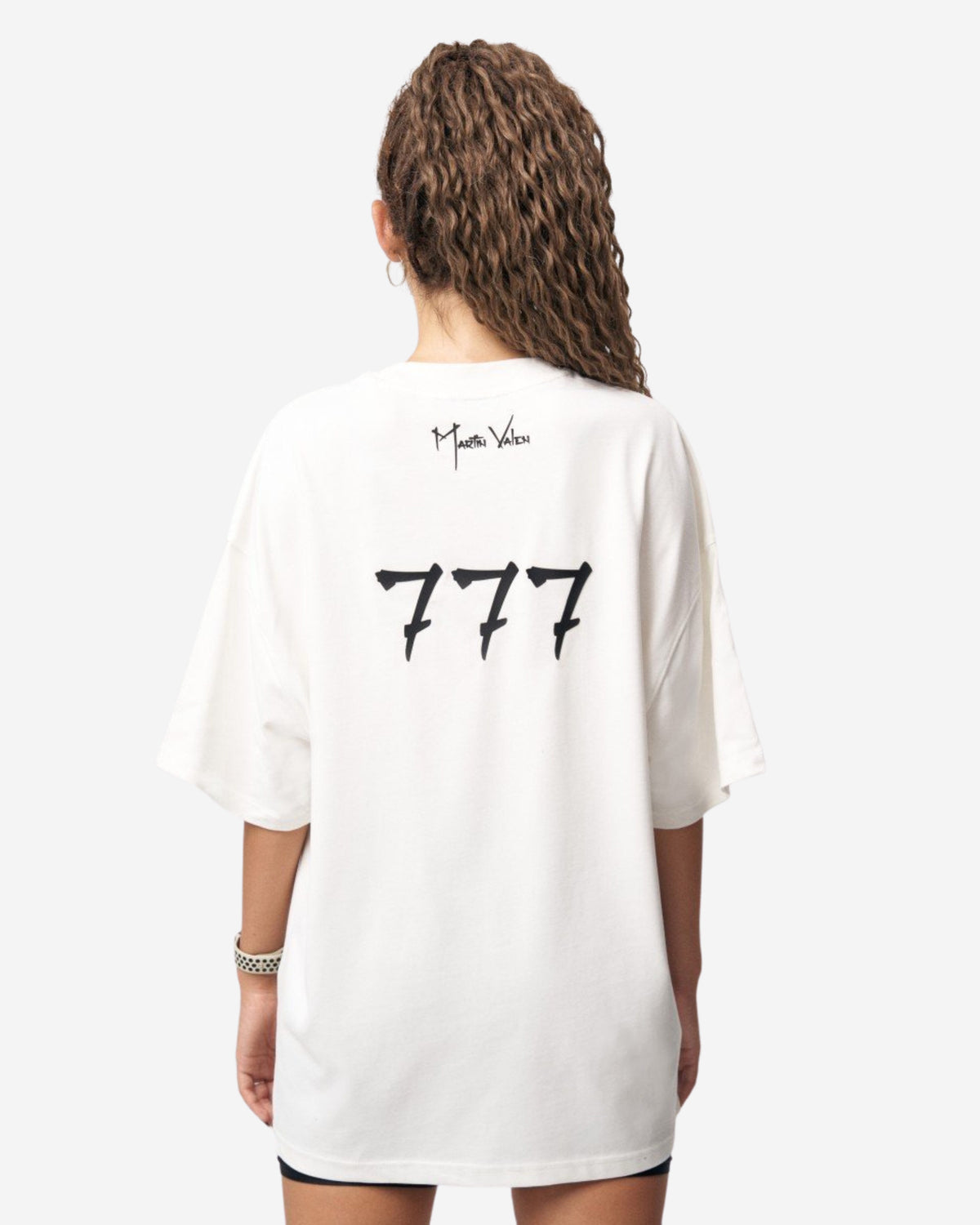 Designer Schwarzes 3D-Druck '777' T-Shirt - Groß