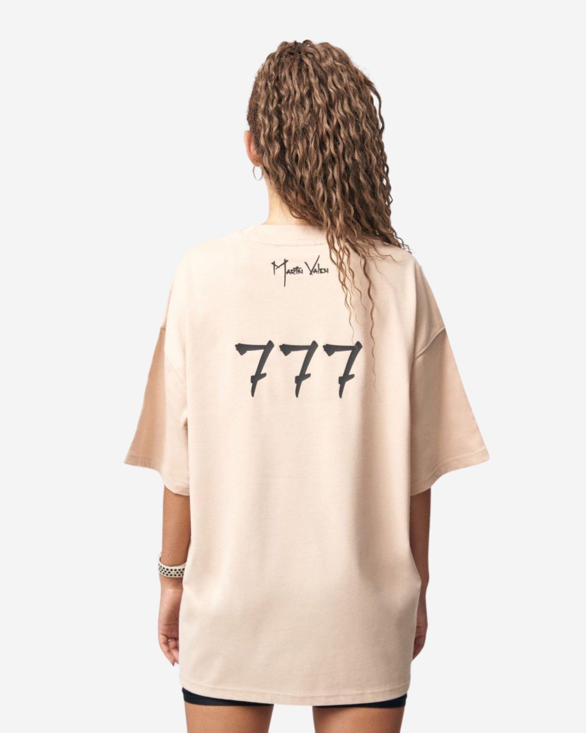 Designer Schwarzes 3D-Druck '777' T-Shirt - Groß