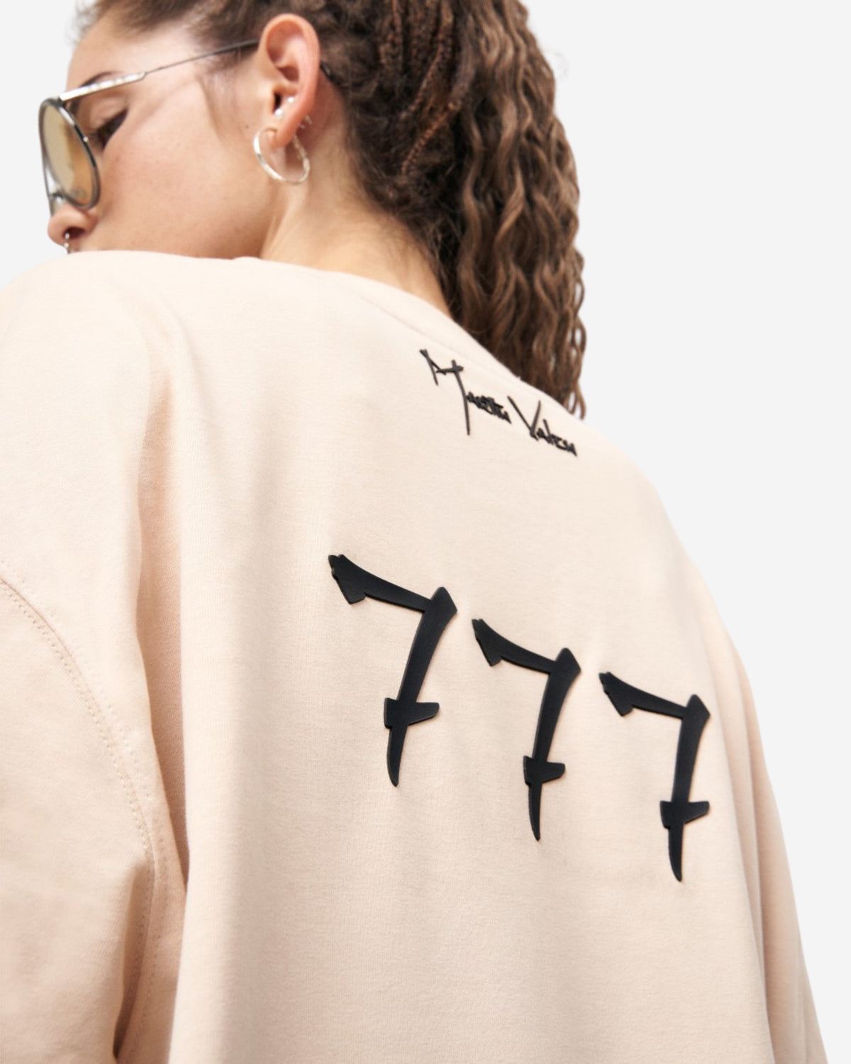 Designer Schwarzes 3D-Druck '777' T-Shirt - Groß