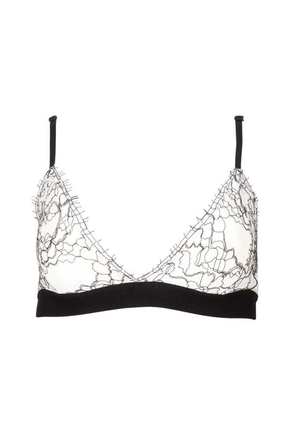 ATHENA BRALETTE - Triangle lace bra - white black