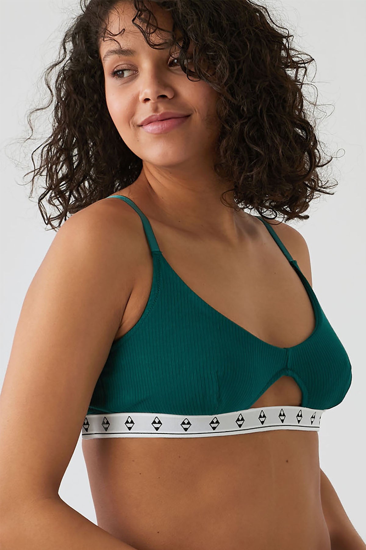 Cotton Padded Bustier Bra - Green