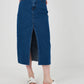 Women's Laser Cut Denim Skirt with Slits