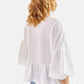 Women's Linen Blouse with Embroidered Collar