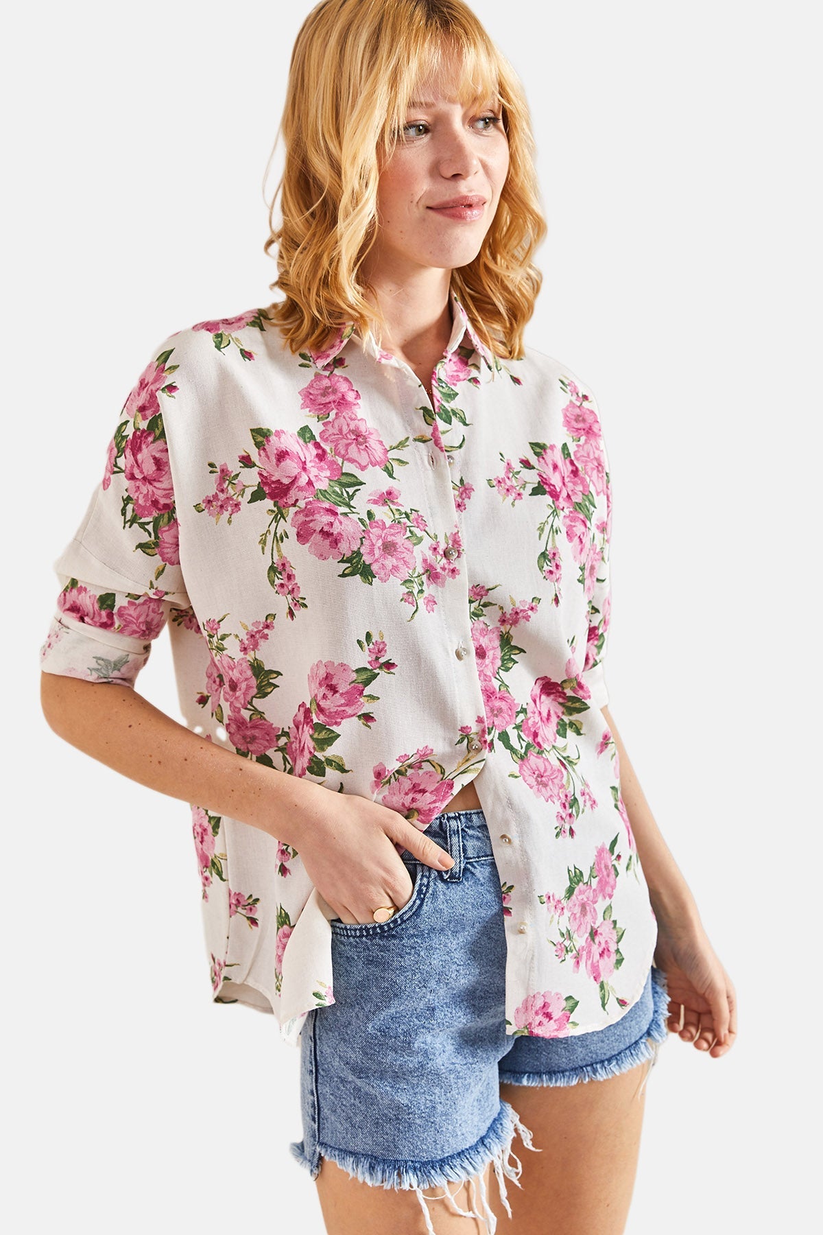 Women's Patterned Linen Shirt