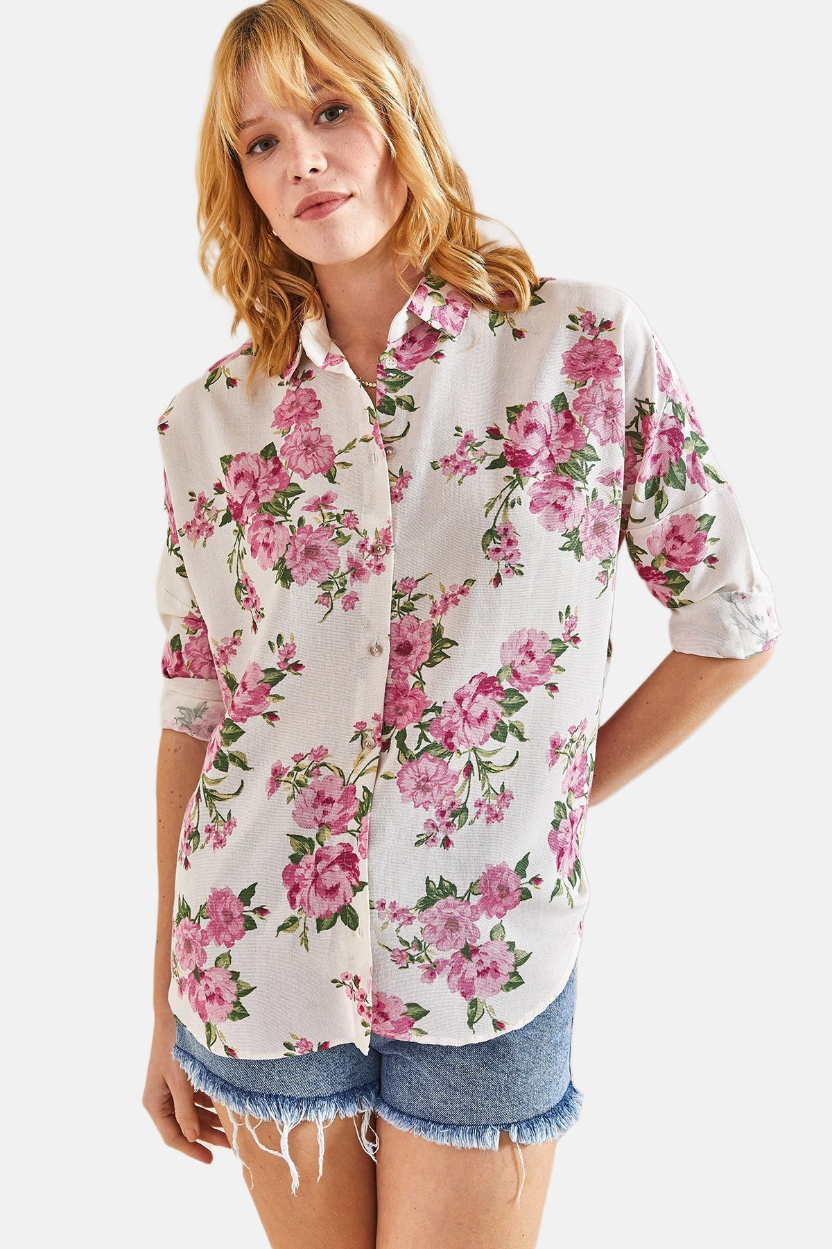 Women's Patterned Linen Shirt