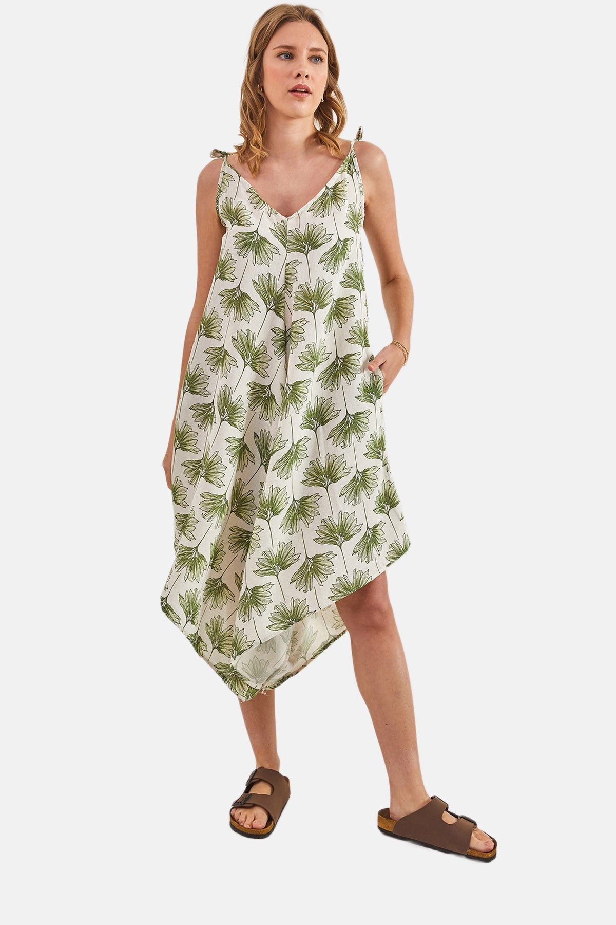 Women's Forest Patterned Strappy Jumpsuit