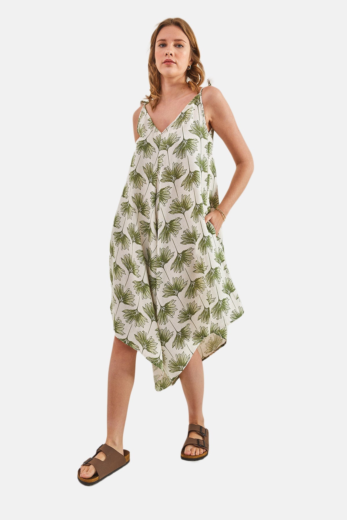 Women's Forest Patterned Strappy Jumpsuit