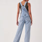 Women's Long Denim Salopet with Straps Bag Pockets