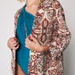 Women's Multi Patterned Linen Kimono - Brown