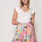 Women's Multi Patterned Ruffled Viscose Mini Skirt