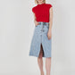 Women's Buttoned Straight Slit Denim Skirt