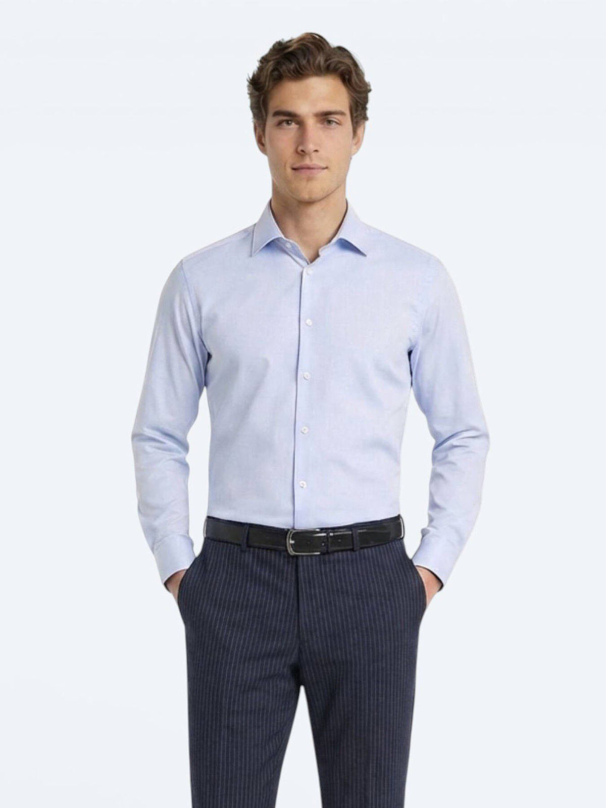 Blaues Klassisches Slim Fit Baumwollhemd