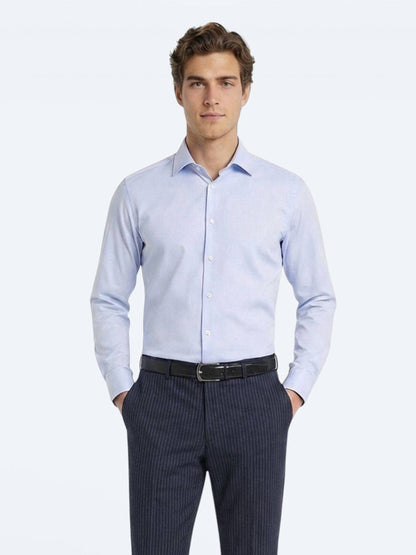 Blaues Klassisches Slim Fit Baumwollhemd