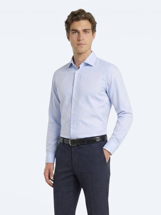 Blaues Klassisches Slim Fit Baumwollhemd