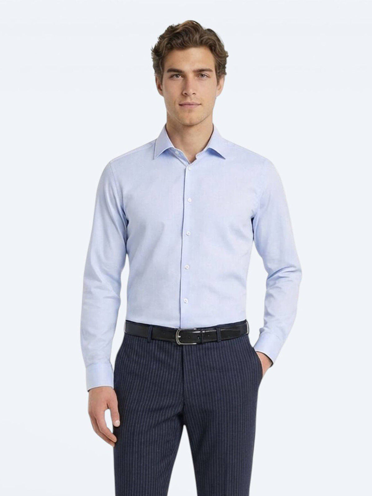 Blaues Klassisches Slim Fit Baumwollhemd