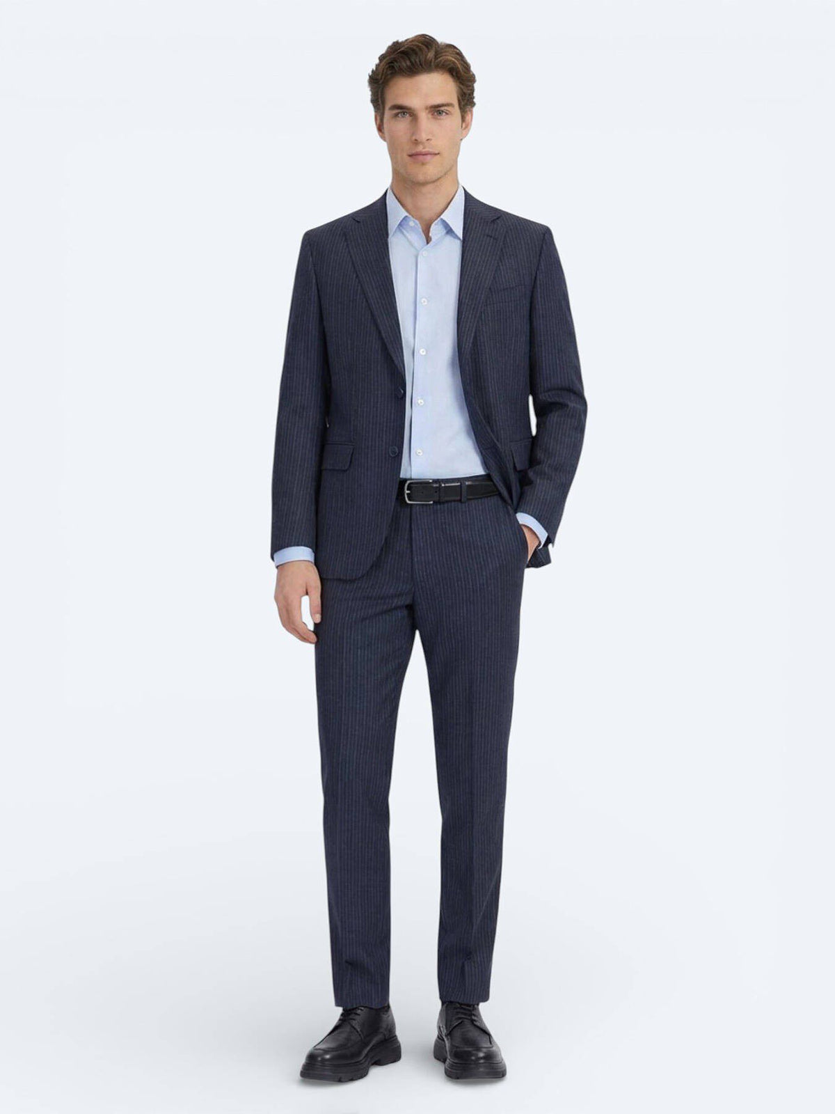 Blaues Klassisches Slim Fit Baumwollhemd