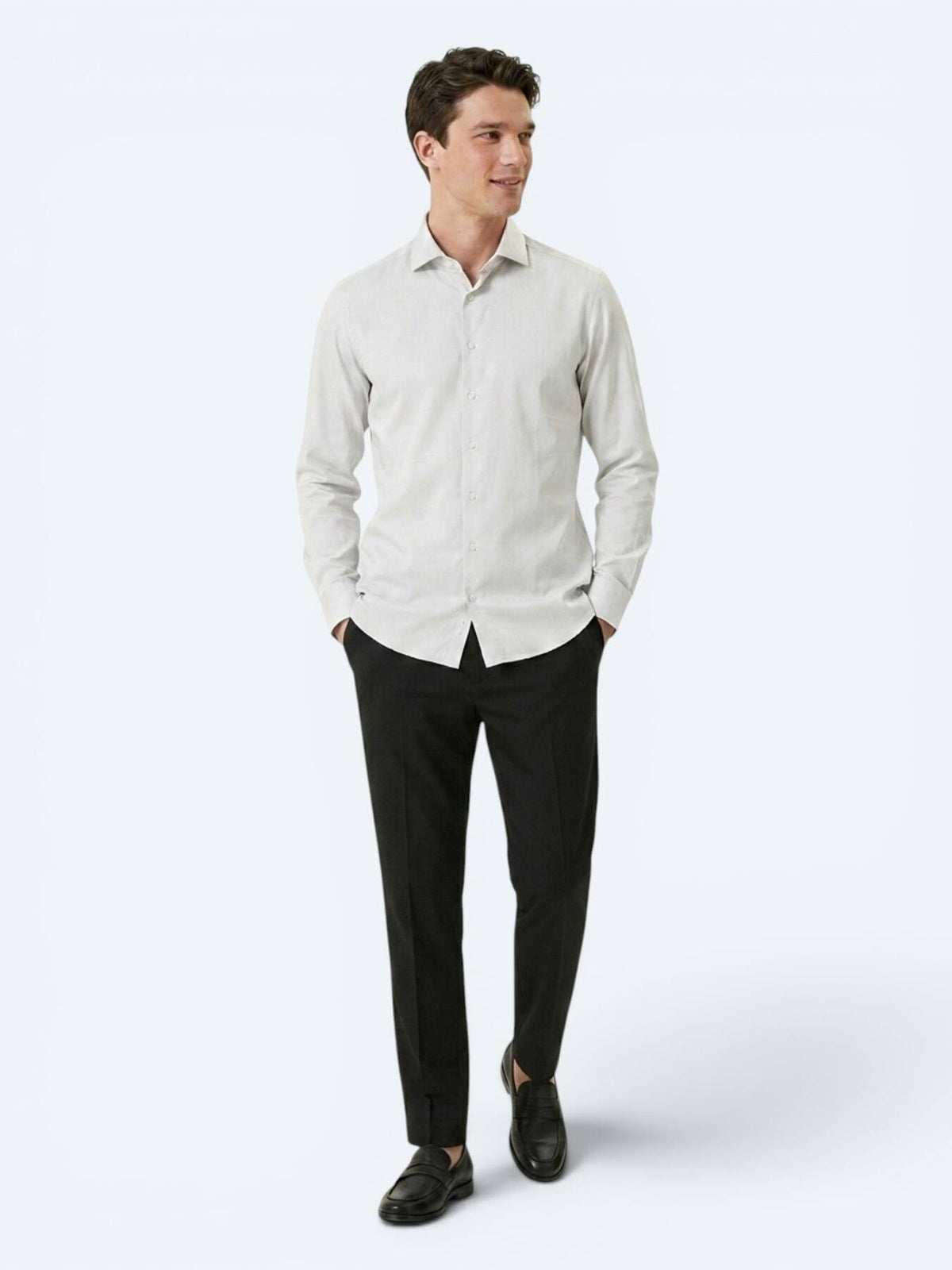 Graues Klassisches Slim Fit Hemd 100% Baumwolle