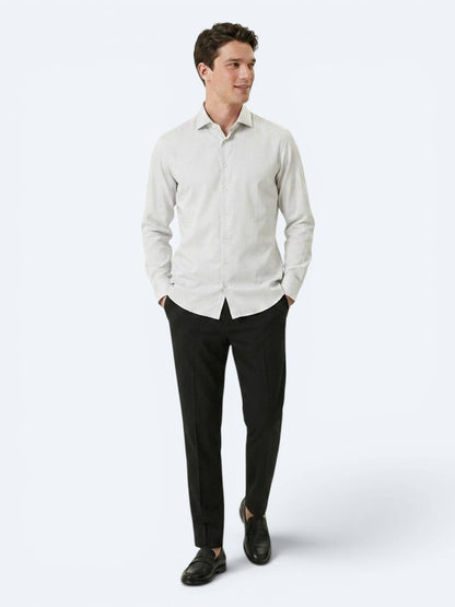 Graues Klassisches Slim Fit Hemd 100% Baumwolle