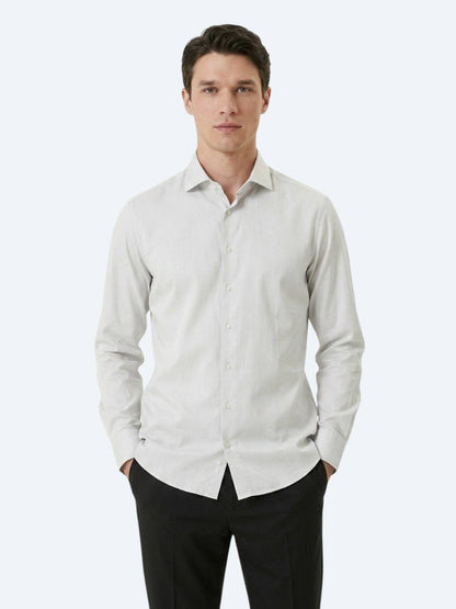Graues Klassisches Slim Fit Hemd 100% Baumwolle