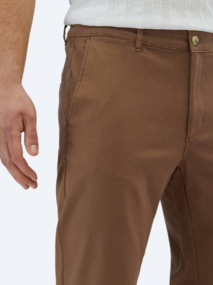 Hellbraune Regular Fit Baumwollhose