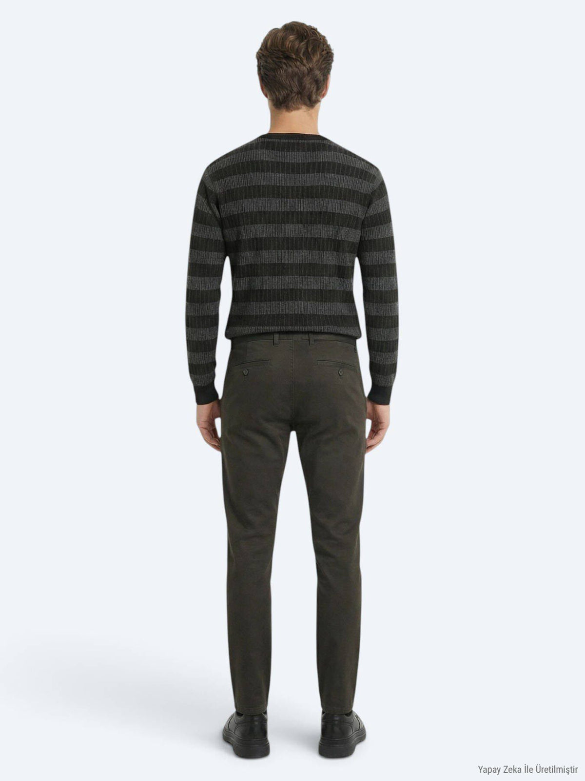 Khaki Webstoff Regular Fit Casual Hose