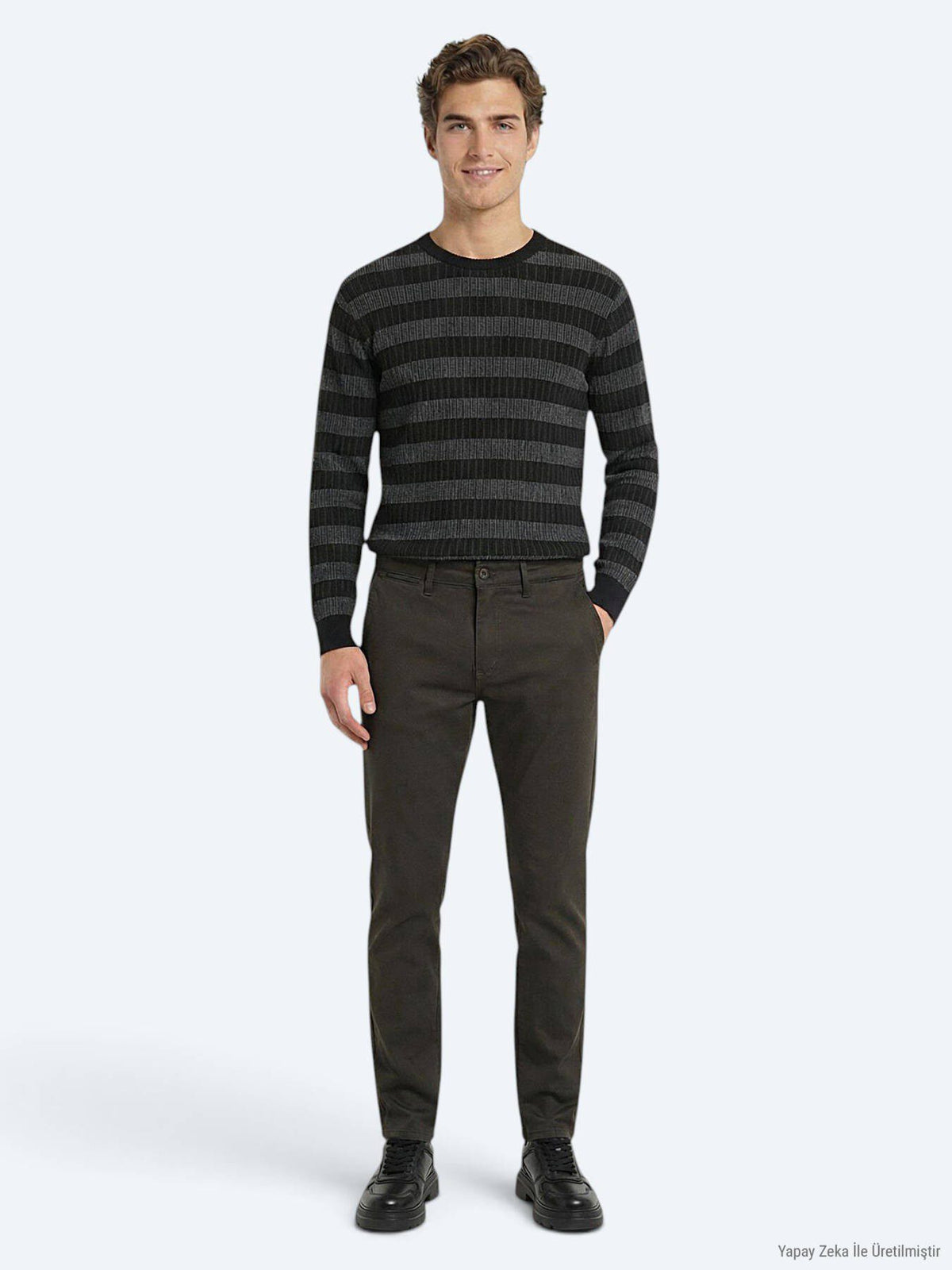 Khaki Webstoff Regular Fit Casual Hose
