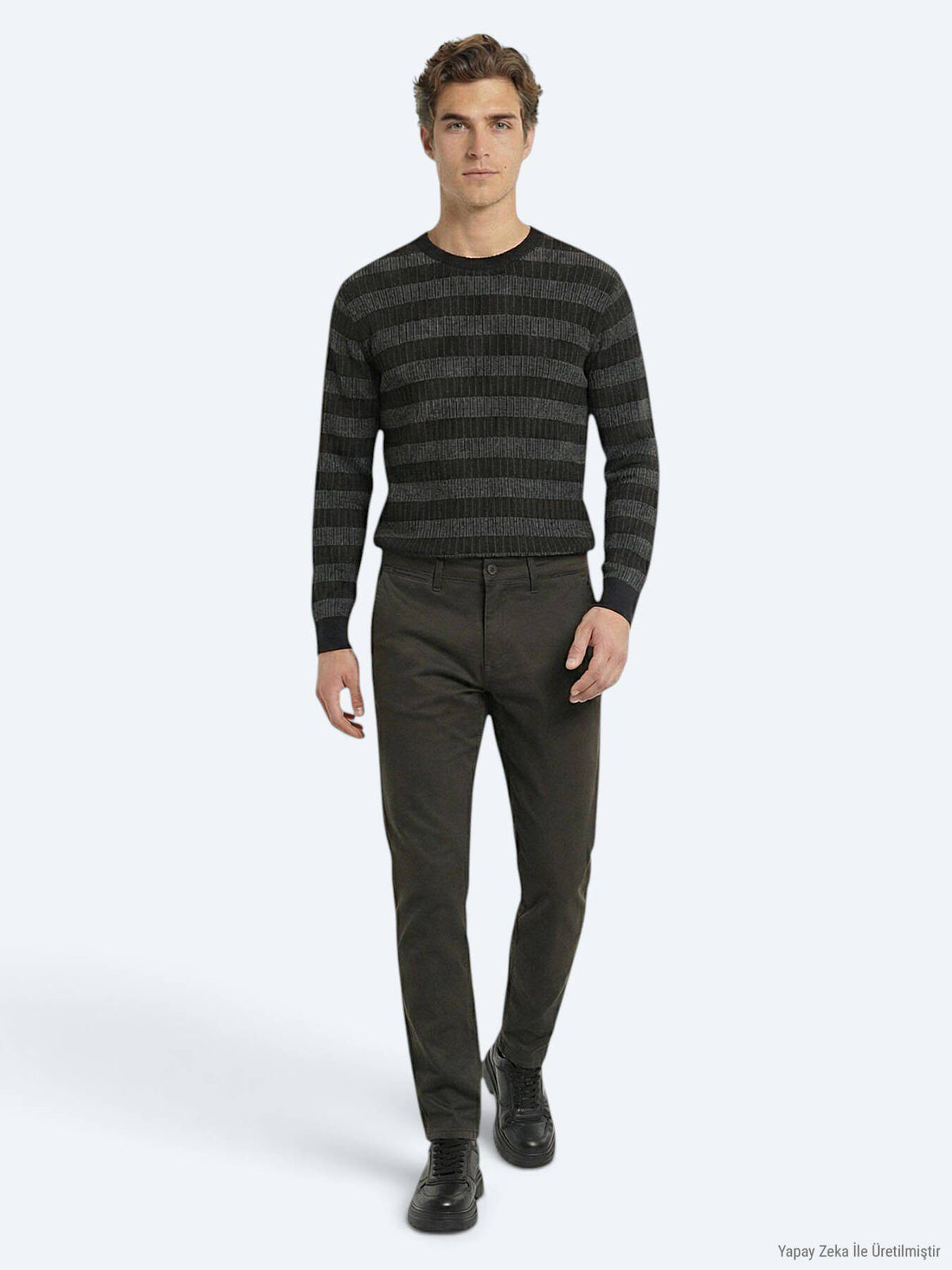 Khaki Webstoff Regular Fit Casual Hose