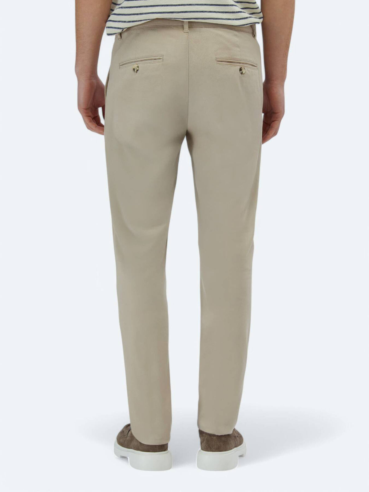 Beige Regular Fit Casual Baumwollhose