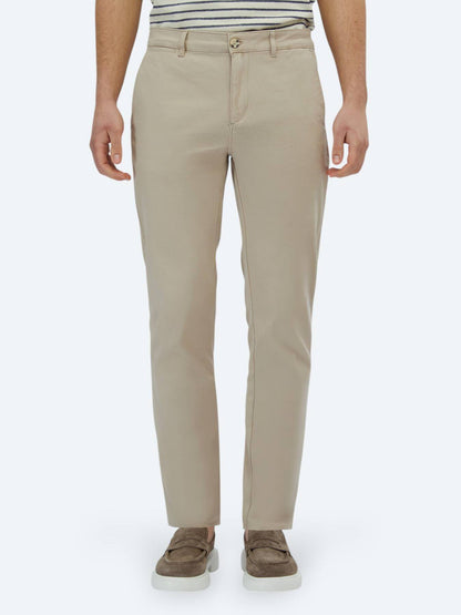 Beige Regular Fit Casual Baumwollhose