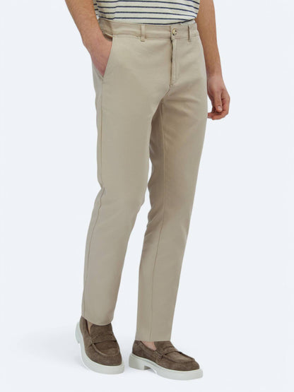 Beige Regular Fit Casual Baumwollhose