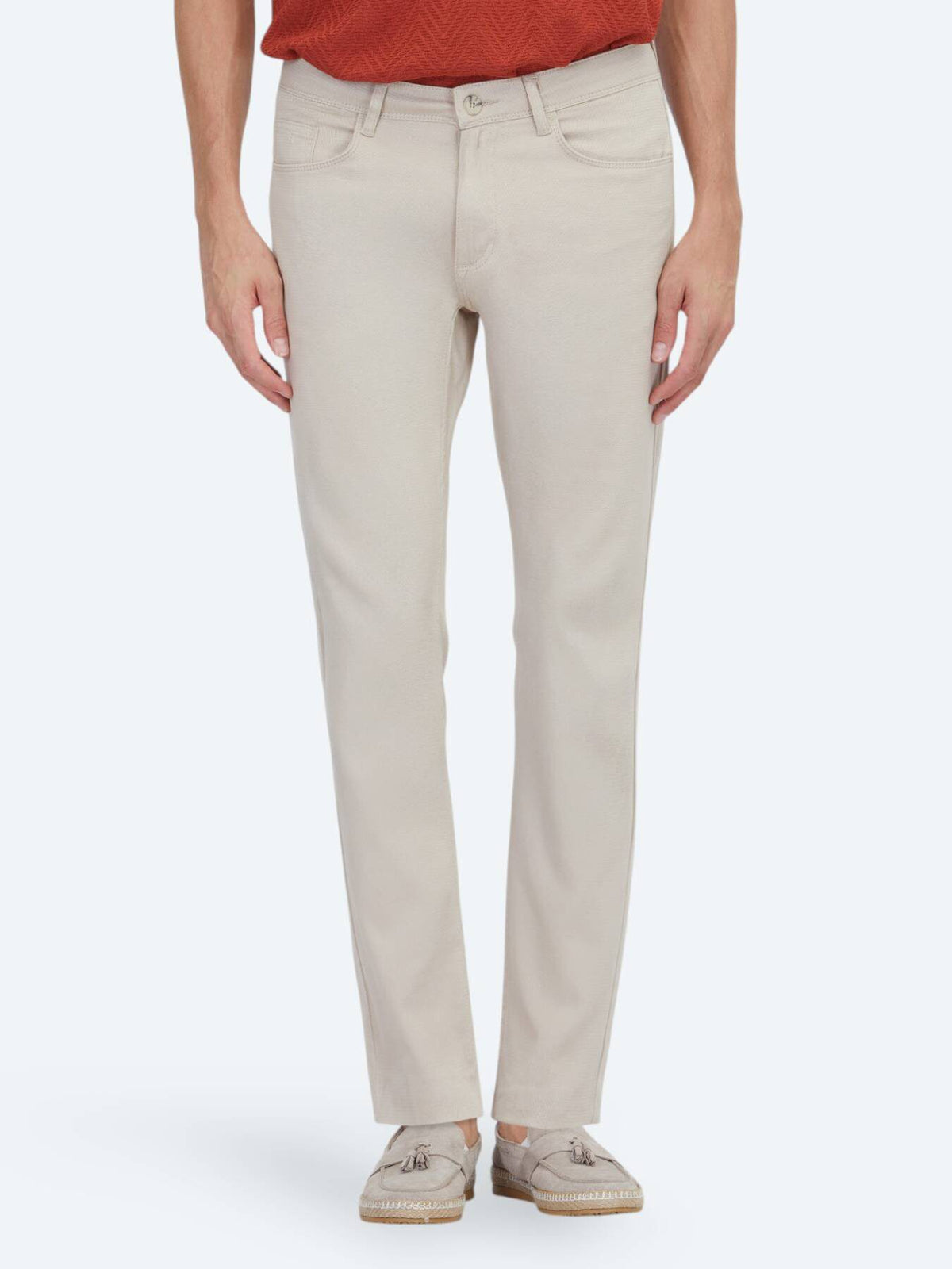 Beige Velours Casual Baumwollhose