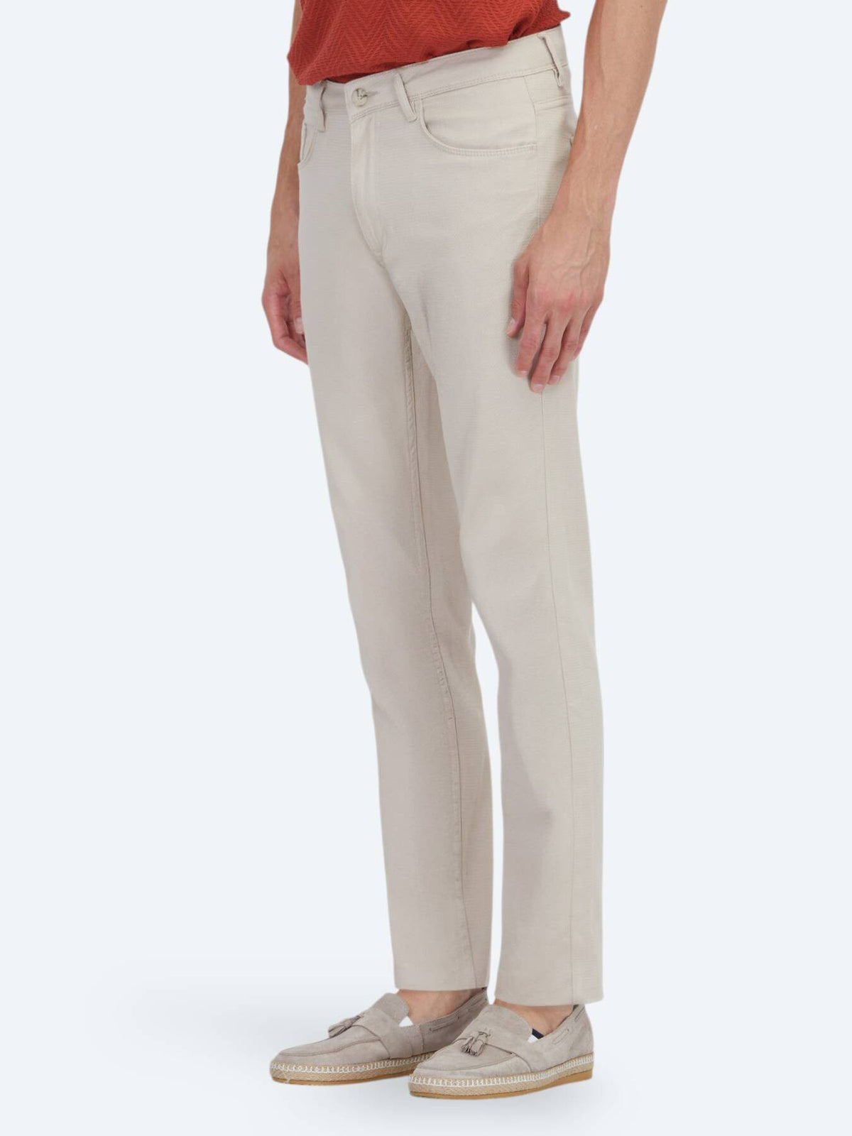 Beige Velours Casual Baumwollhose