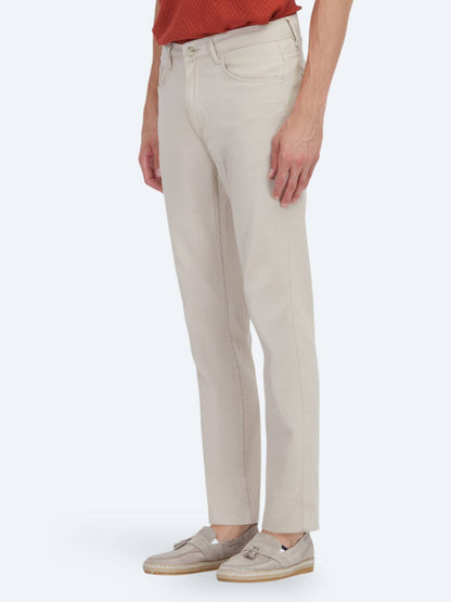 Beige Velours Casual Baumwollhose