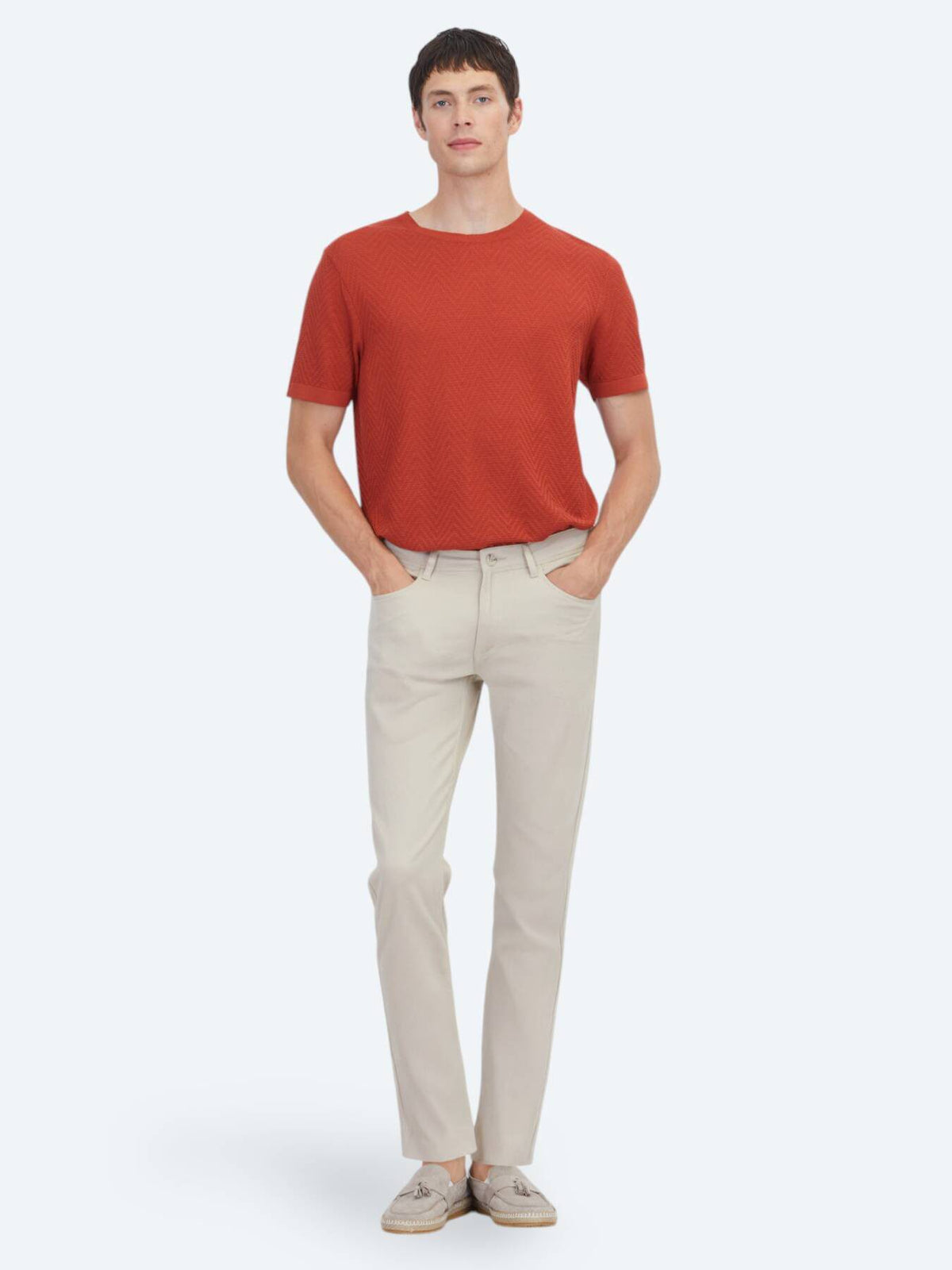 Beige Velours Casual Baumwollhose